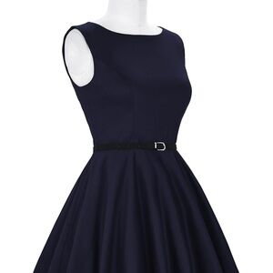 A-Line Retro Dark Blue Sleeveless Dress